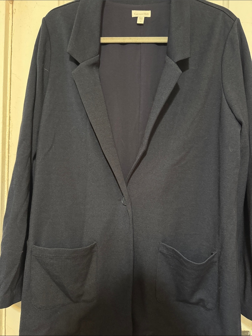 Garnet Hill Navy Single-Button Blazer